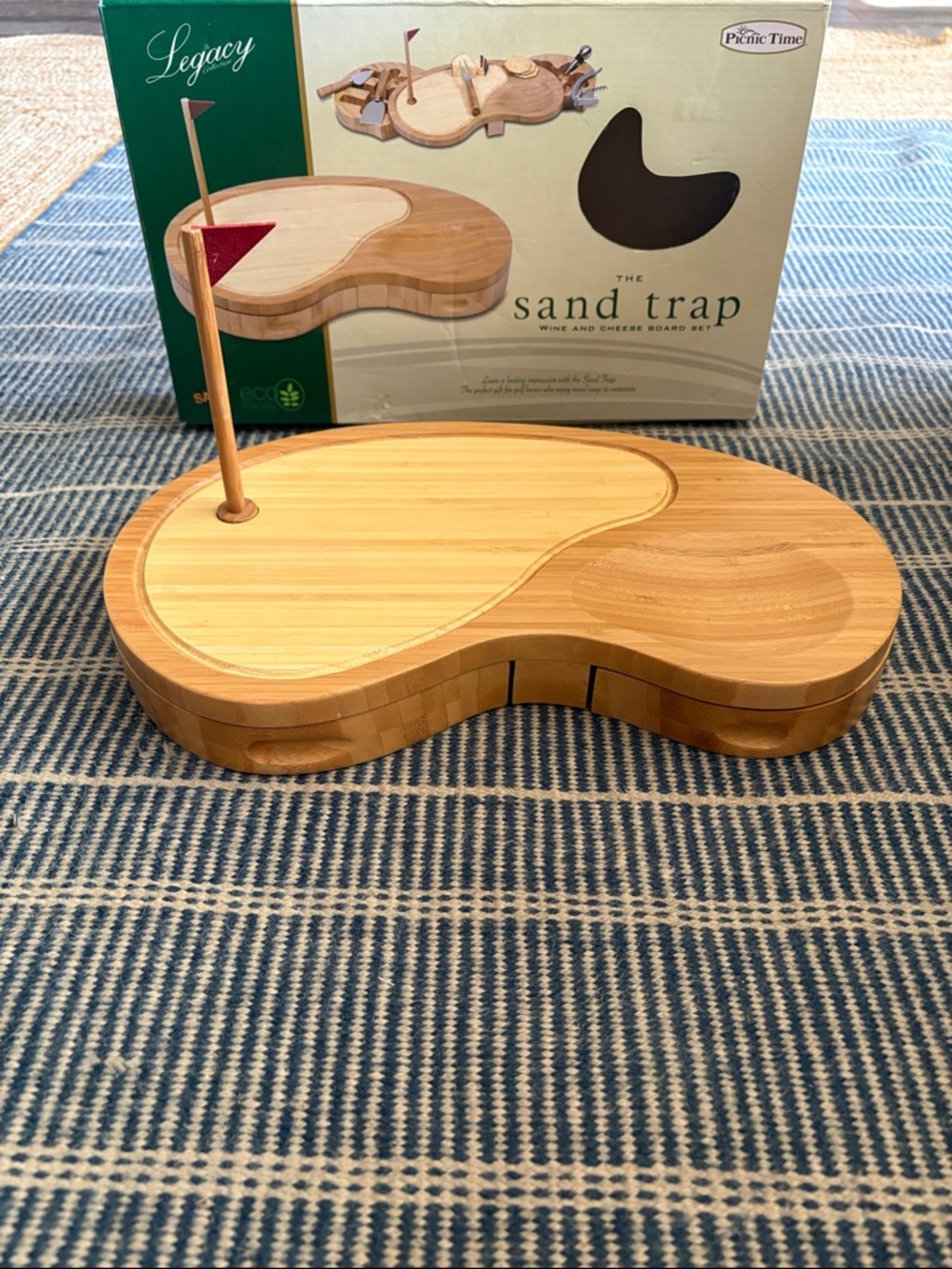 Legacy Sand Trap Bamboo Wine and Cheese Board with Red Flag